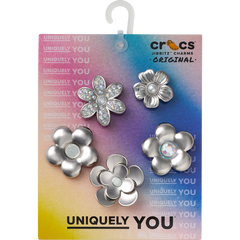 Monochrome Slvr Flwrs 5 Pack Jibbitz™ charms - Crocs